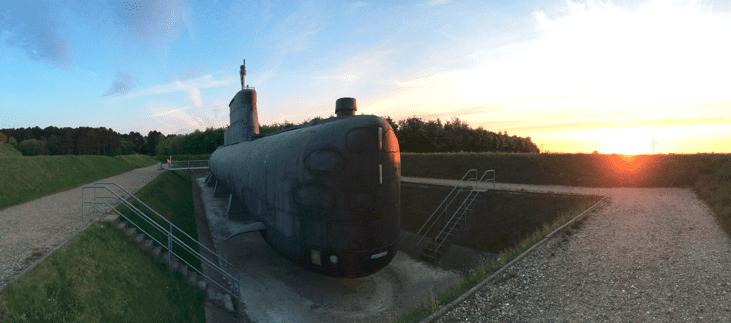 Panorama af ubåden på museet