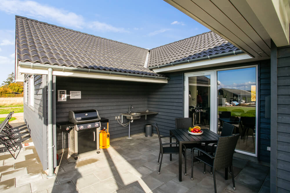 Stor terrasse ved luksushus nr. 489 i Østjylland.