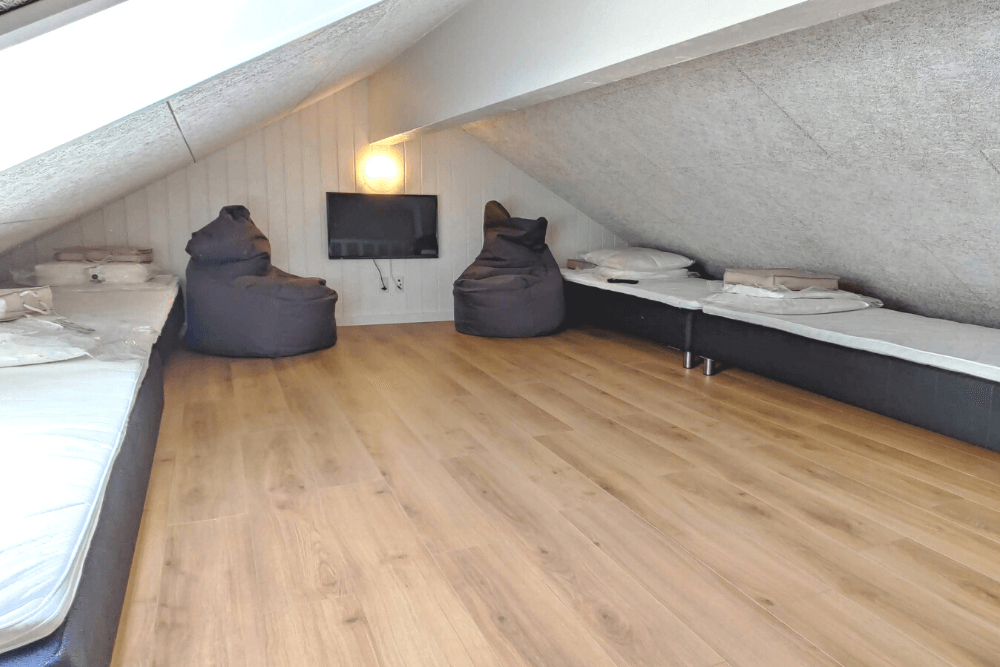 Nogle af de 14 sovepladser findes på hemsen i luksushus nr. 515