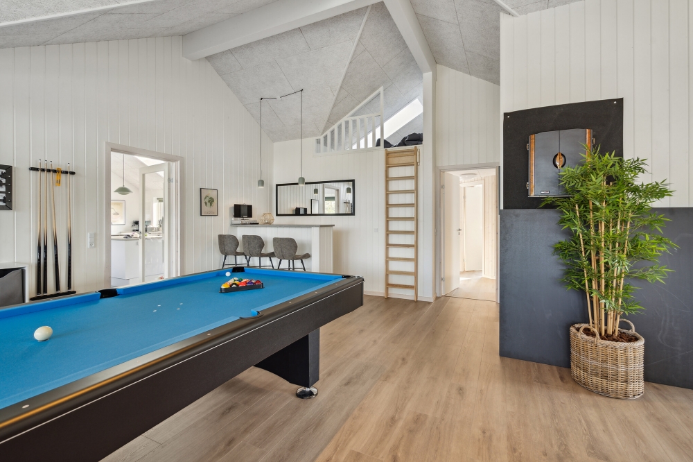 Dyst i sommerhusets aktivitetsrum, når I besøger luksushus nr. 591 i Sydjylland.