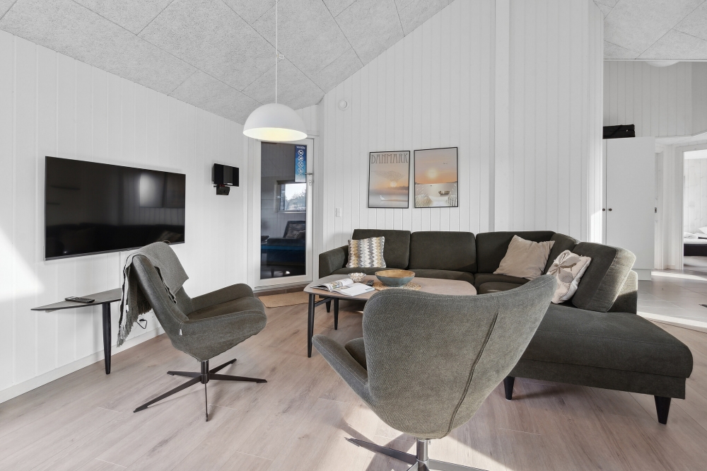 Sofahjørnet i luksushus 591 i Sydjylland.