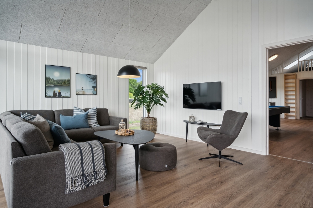 Sofahjørnet i luksushus 632 i Sydjylland.