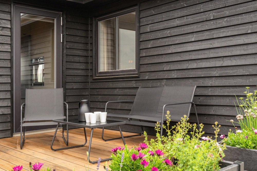 Luksushus nr. 646 har en dejlig terrasse med gode havemøbler til 18 personer.