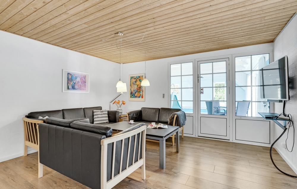 Sofahjørnet i luksushus 135 i Vestjylland.
